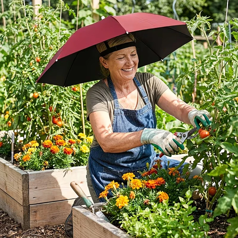 Medium-Sized Head-Mounted Umbrella for Fishing, Portable Sun Umbrella, Large Outdoor Folding Umbrella Hat, Hand-Held Design |   Multiple Scenarios for Use—Fishing, Gardening, Hiking, Photography, Outdoor Work |   Lightweight and Portable—Foldable for Storage