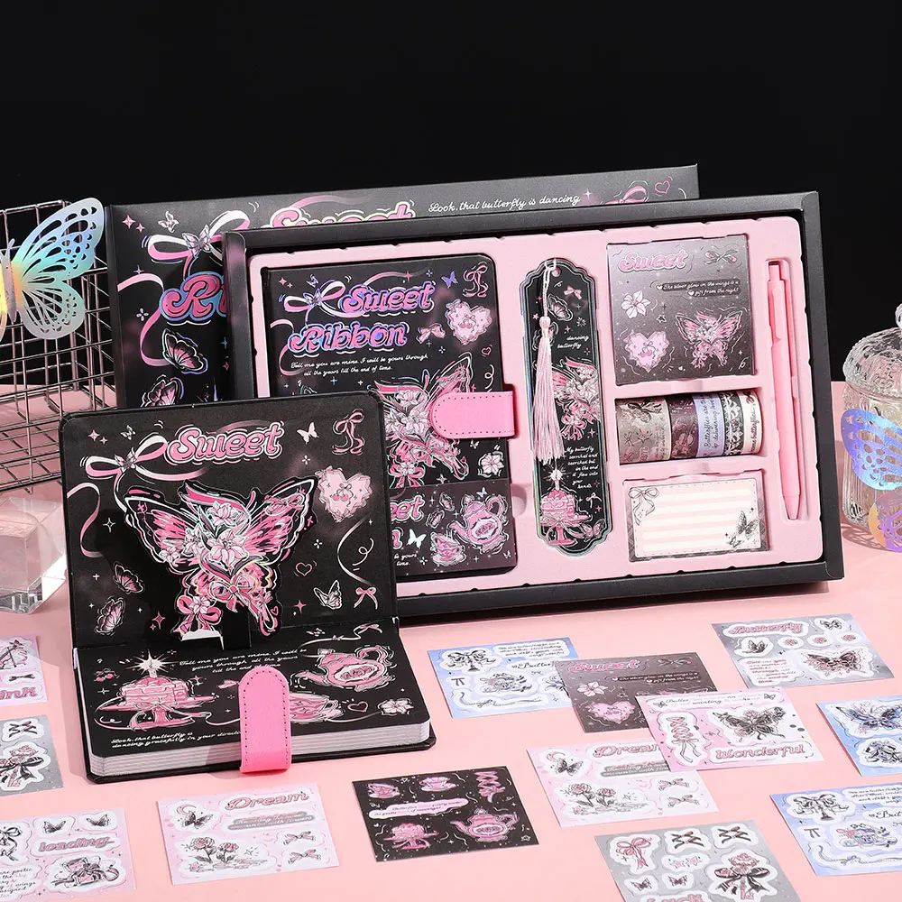 Silvering Butterfly Scrapbooking Kit With Notebook Stickers Pens Accessories For Journaling Students Scrapbook Stationery