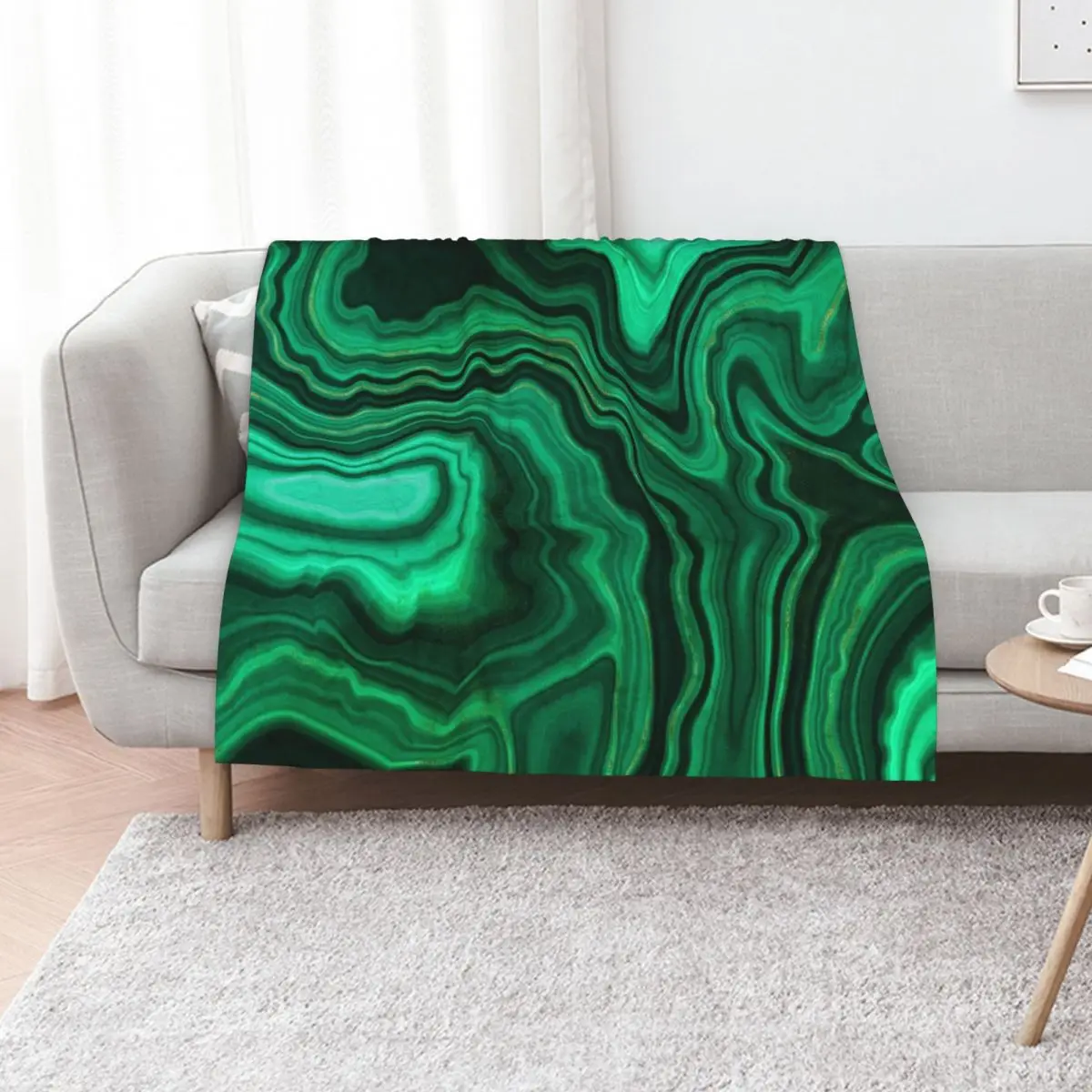Malachite Green Faux Marble with Gold Veins III Throw Blanket Soft Plush Plaid For Baby Soft Beds Luxury Sofa Quilt Blankets