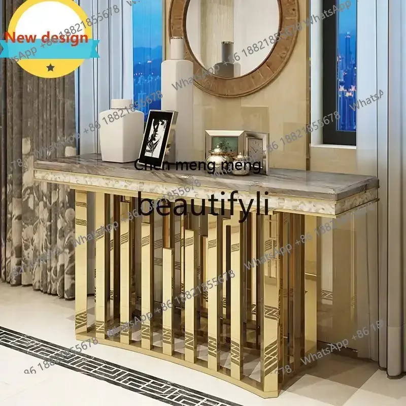 New arrive  A139 Postmodern Light Luxury Marble Entryway Table Wall-Mounted Hallway Entryway Cabinet Simple Creative Console Tab