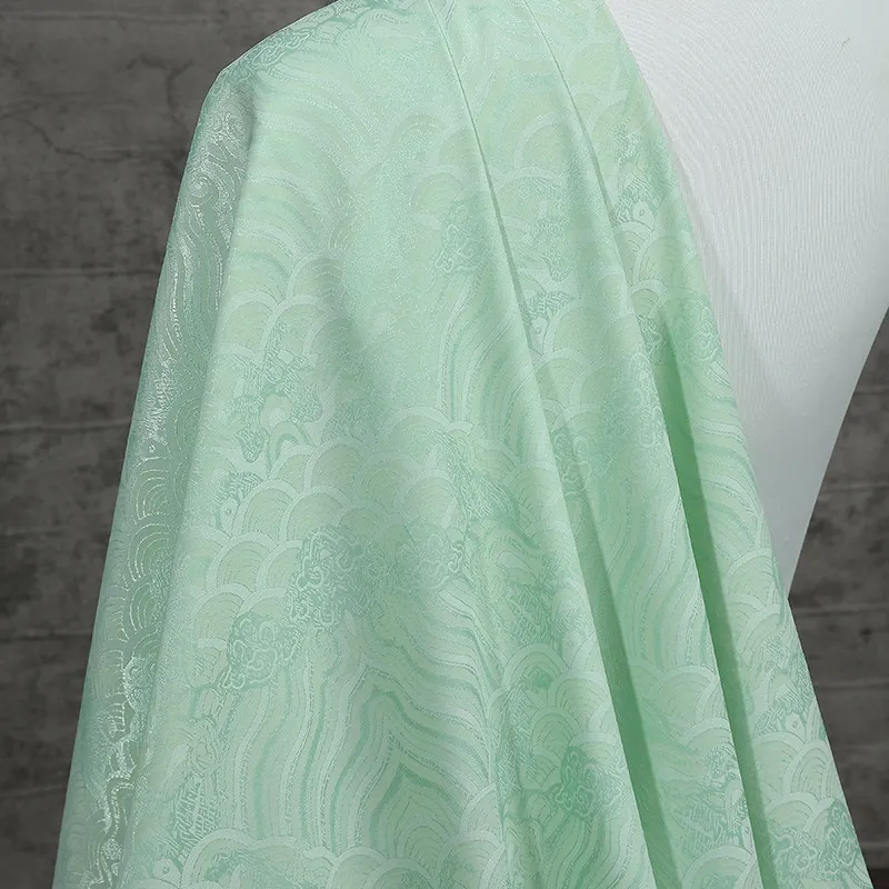 Obrázek 7: Čínské styl žakárové satén textilie oceán vlna střih silk-like látka pro kůň obličej sukně hanfu mamianqun kostým wide150cm