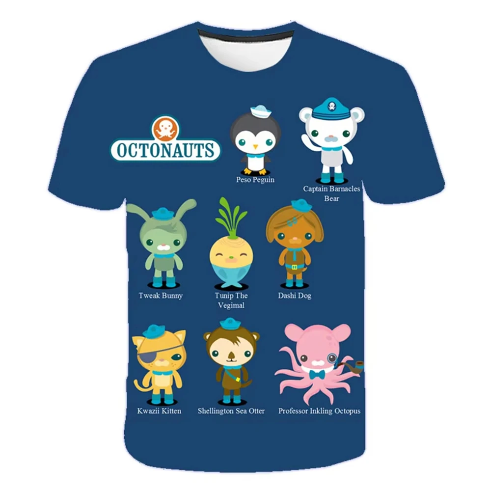 T-shirt imprimé en 3D Kawaii Octonauts pour enfants, dessin animé, vêtements décontractés pour enfants, filles et garçons, hauts