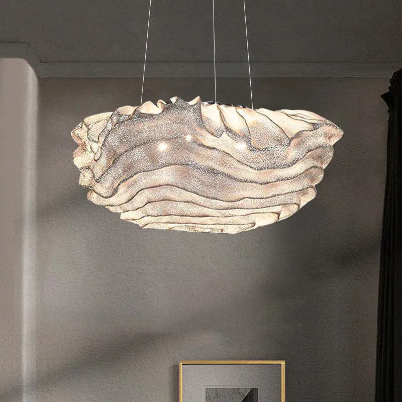 

Modern Minimalist Cloud Shaped Chandelier Nordic Stainless Steel Pendant Light Living Room Bedroom Restaurant Study Hanging Lamp