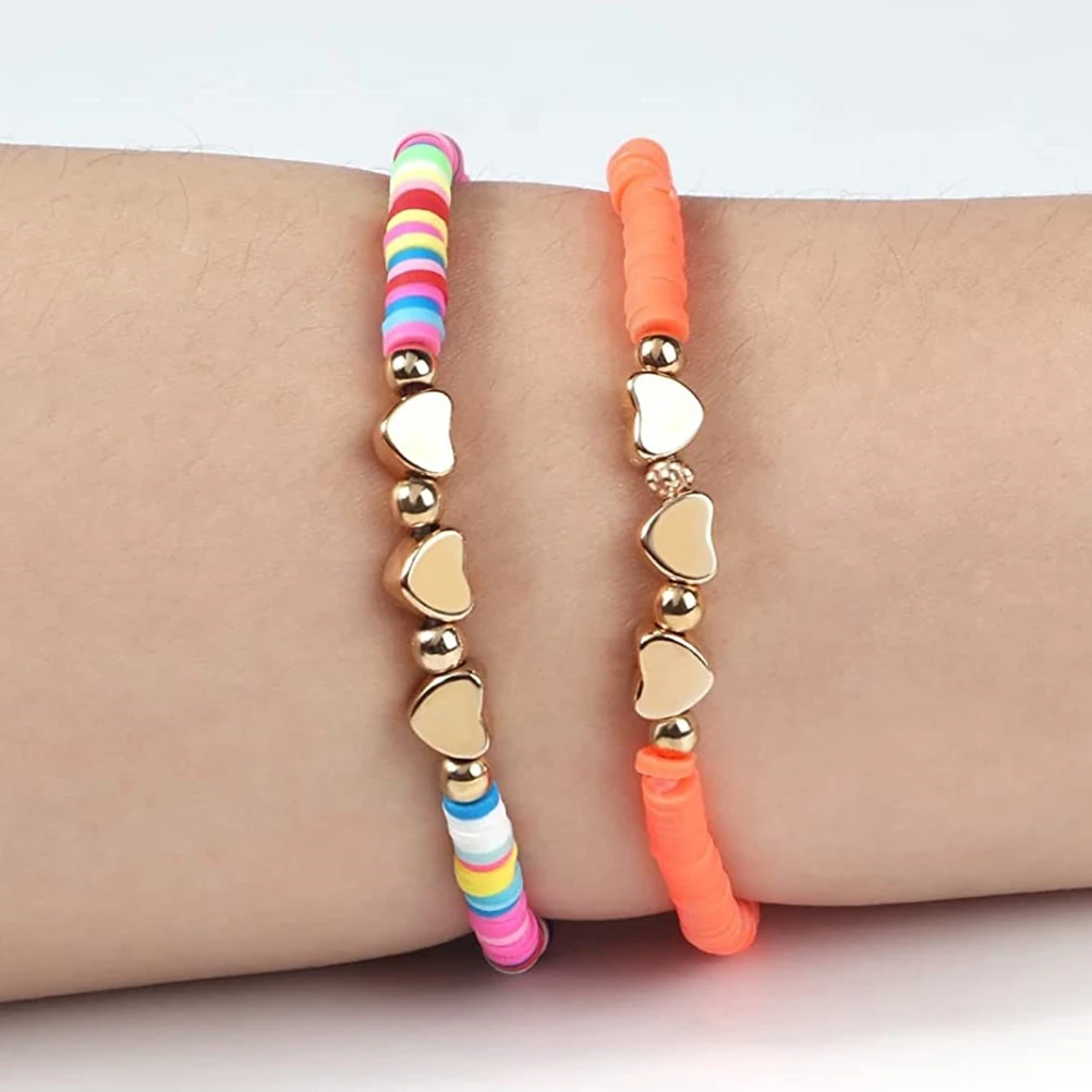 

12pcs Bead Bracelet Bohemian Style Stackable Women Girls Summer Multicolor Clay Bead Bracelet Elastic B Trendy Accessories