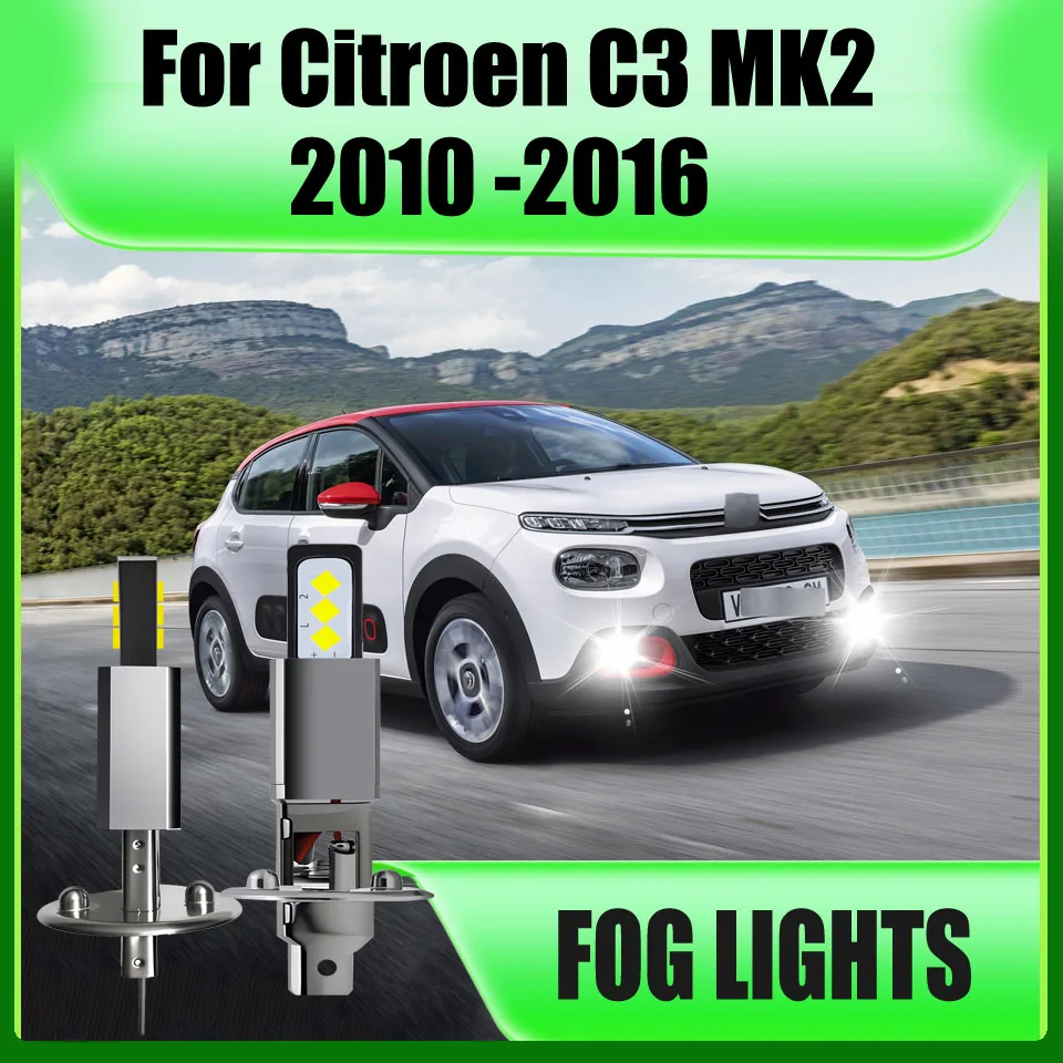 

Car Front Led Fog Lamp Lights H1 448 White for Citroen C2 2003-2009 C3 MK1 2002-2010 C3 MK2 2010 2011 2012 2013 2014 2015 2016
