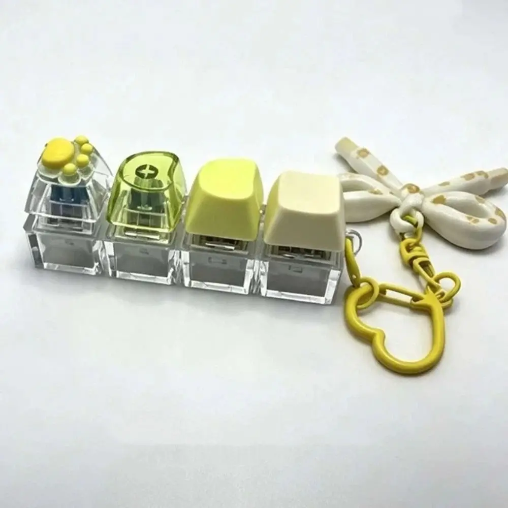 Clicking Keyboard Colorful 4-Button Keyboard Keychain Creative Clickable Luminous Keychain Portable Fingertip Clicker Gift
