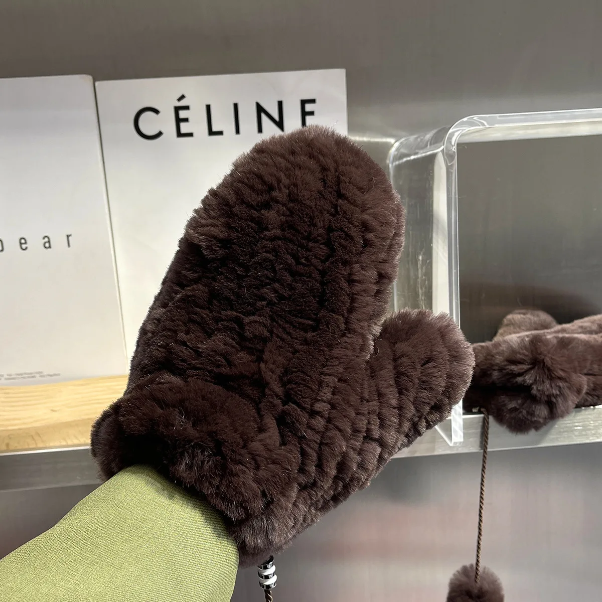 Hot Sale Winter Girl Natural Real Rex Rabbit Fur Gloves Good Elastic Knitted Rabbit Fur Mittens Lady Real Rex Rabbit Fur Gloves