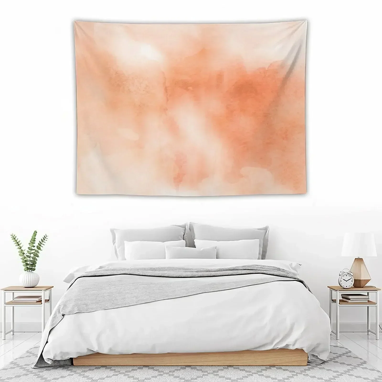 

Coral peach orange pastel ikat watercolor hipster watercolour boho chic tie dye Tapestry Bed Room Decoration Tapestry