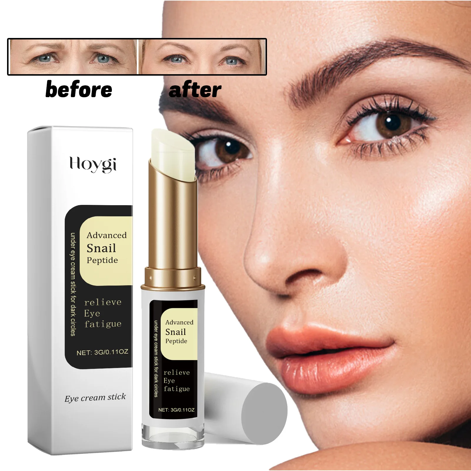 Snail Eye Cream Stick Collagen Fade Fine Lines Wrinkle Lightening Dark Circles Firming Eye Bags Puffiness Moisturizing Eye Cream