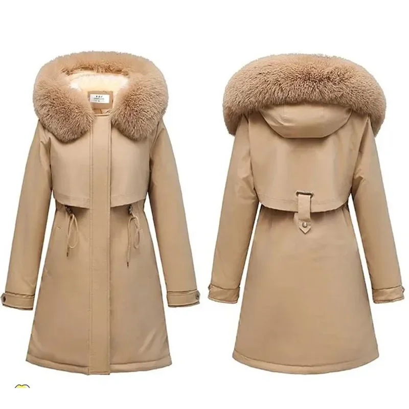 Add Velvet Thicken Pai Overcome Long Cotton-Padded Jacket Female New Korean Down Coat Women Parkas Fashion Outerwear Winter Top