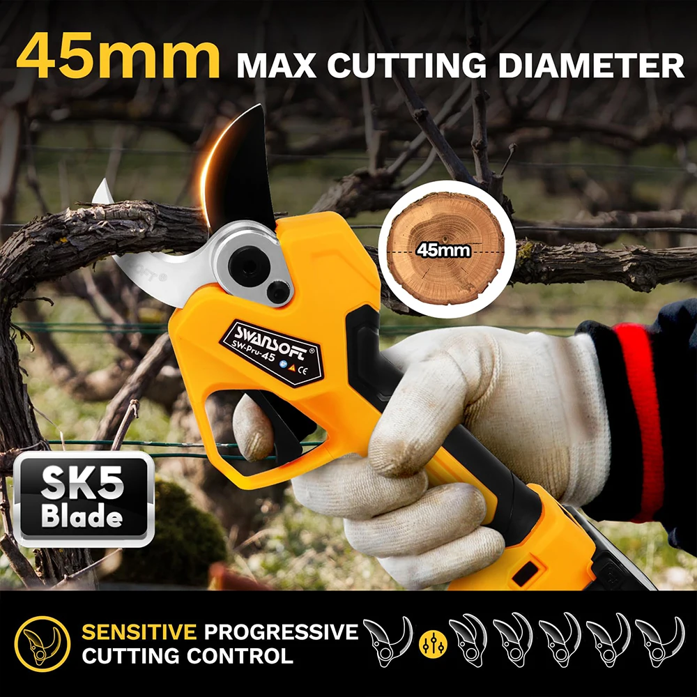 2-in-1 Electric Scissors Can be connected to extension poles/used independently Easy to handle high-altitude and ground trimming