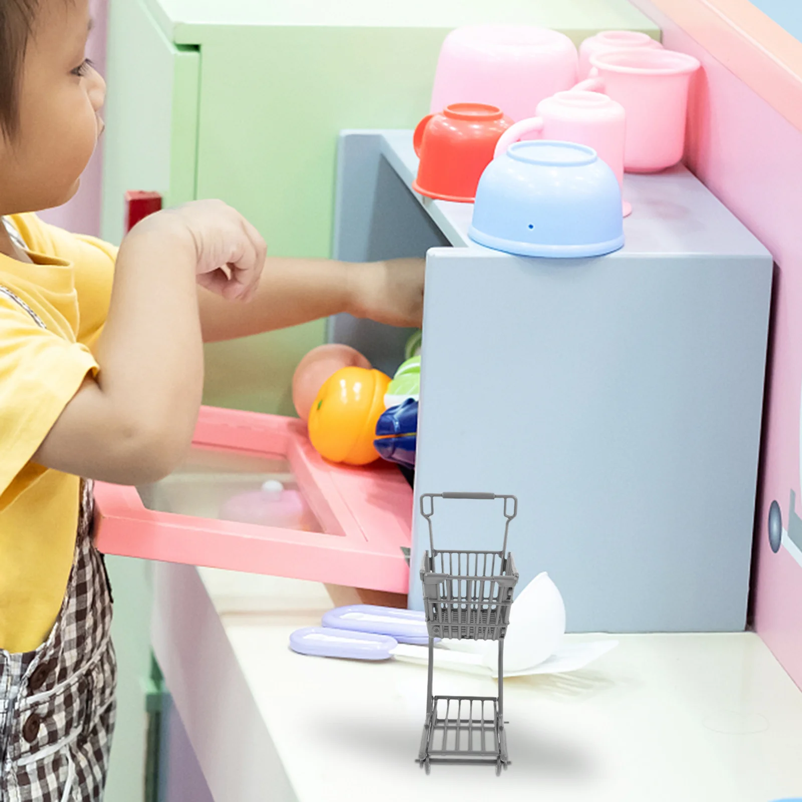 1 mini chariot domestique   Chariot de supermarché   Support de jeu Mini   Petit chariot   Chariot de courses pour enfants   Chariots de courses pour enfants   Jouet de chariot   Cuisine