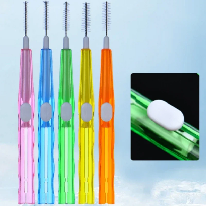 10Pcs Portable Push-Pull Interdental Brushes with Soft Bristles Orthodontic Cleaning Toothpicks Floss for Bracket Braces Care
