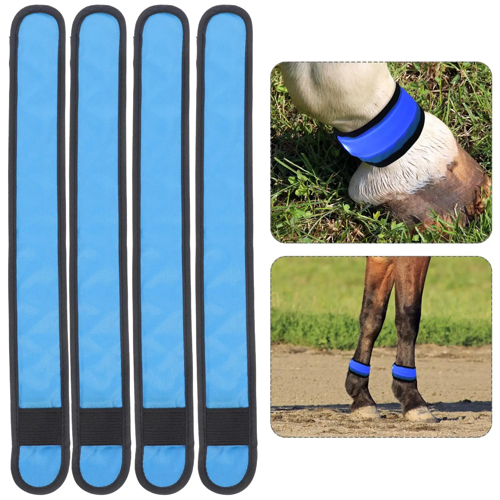 4 Pcs 스트랩 조정 가능한 승마 다리 스트랩 액세서리 야간 가시성 발목 말 용품 랩 말 용품