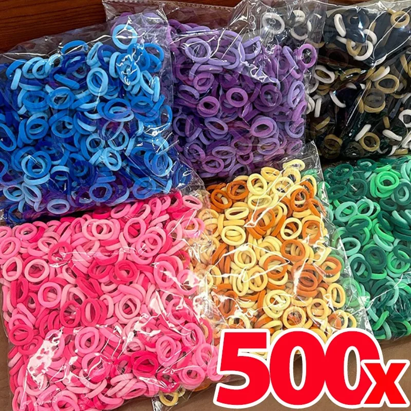 100/500pcs Small Colorful Rubber Hairbands Girls Kid Basic Nylon Ponytail Holder Scrunchie Ealstic Headwear Ties Accessories