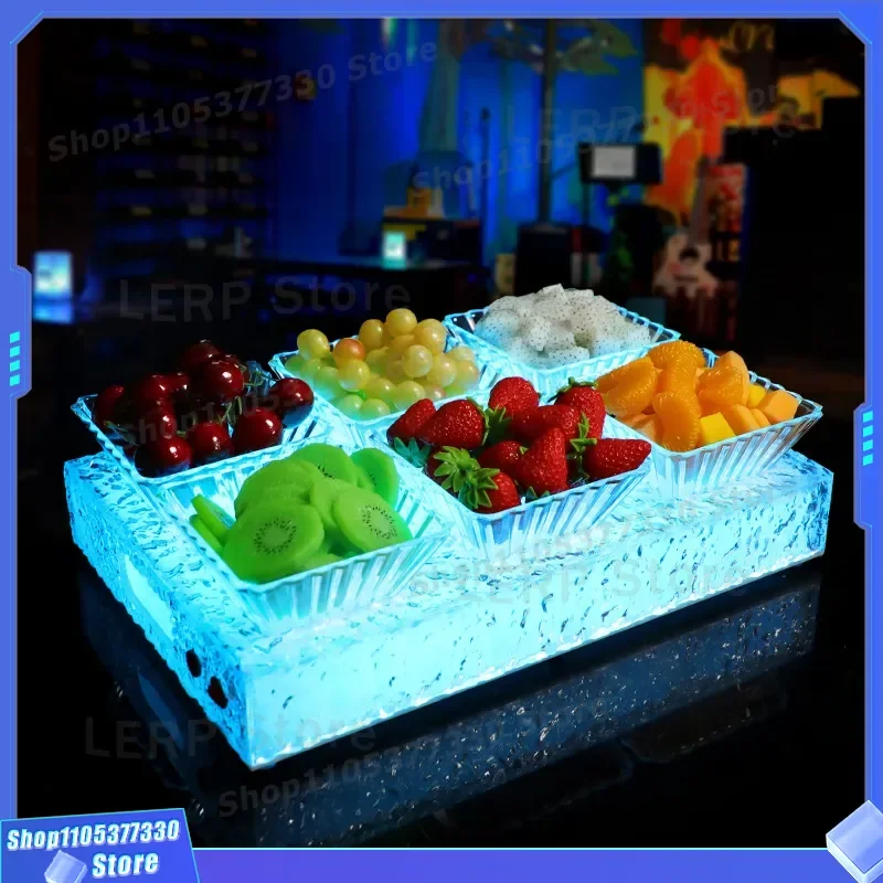 Creative Acrylic LED Luminous Fruit Plate Rack 4 or 6 Tier Snack Platter for Bar KTV Party Decorative Serving Tray Stand LED