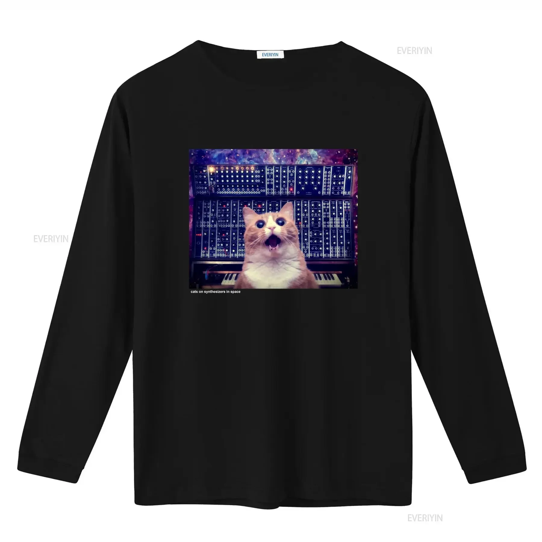 Cool Cats On Synthesizers In Space Modular Design T Shirt For  vintage Washed Stretched homme Breathable Top For Everyday Wear
