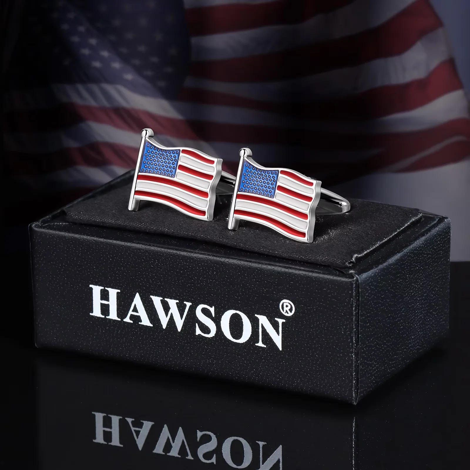 أزرار أكمام من المينا ذات لفة لامعة على شكل نجمة أمريكية، مجموعة أزرار أكمام من المينا المذهبة للأعمال للرجال، ملحقات بروش المخضرم/العريس