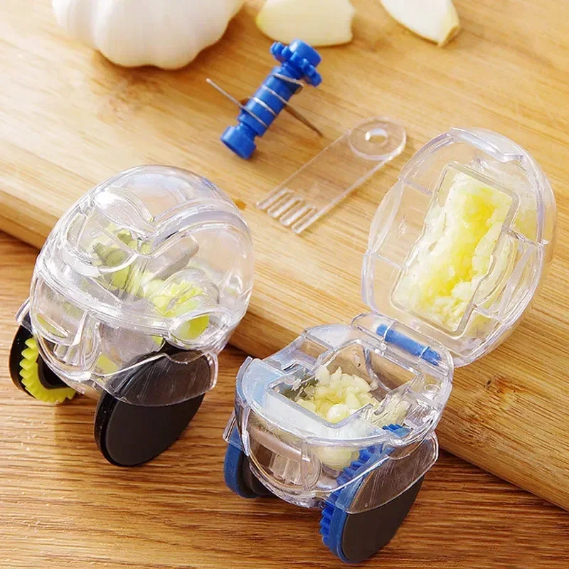 Stainless Steel Garlic press Herb Mincer Slicer Food Vegetables Chop Garlic Onions Crusher Rollers Rolling Kitchen Tools