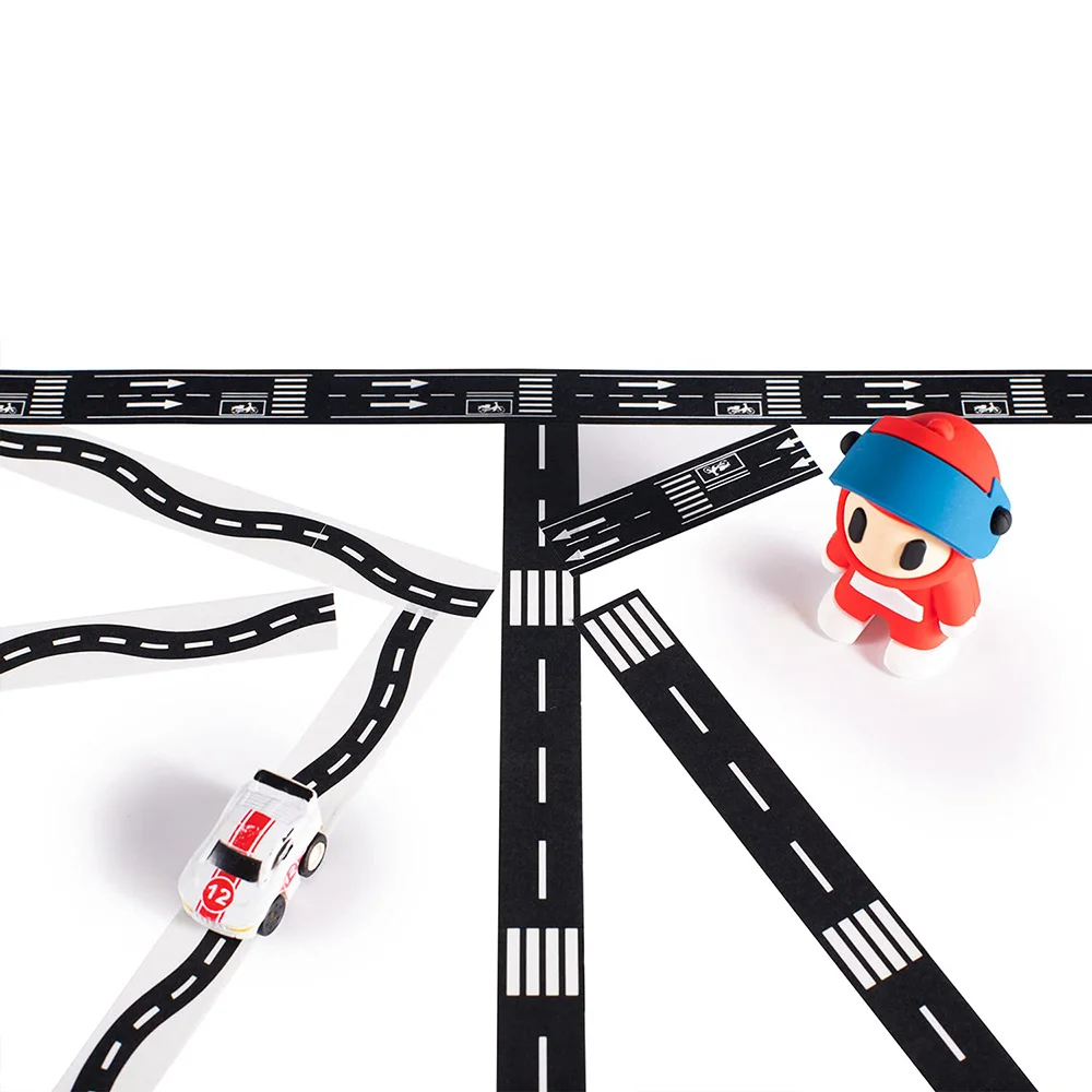 racebaan Road Tape Roll Up Race Track voor Toy Car Kids Verjaardagsfeestje Decoraties Highway Street Car Tape Sticker voor Kinderbenodigdheden