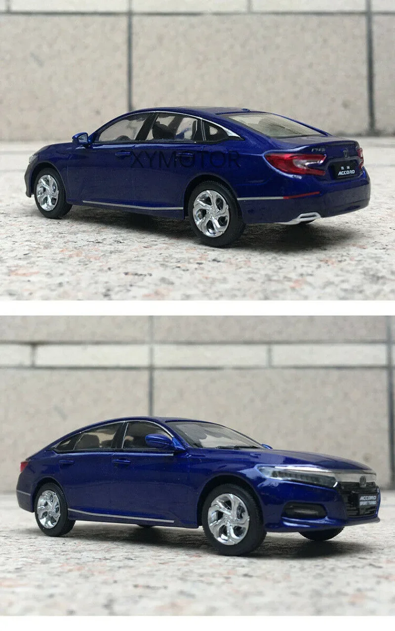 Diecast Model Car Toys for Kids, 1/43, Metal, Plástico, Borracha, Azul, Vermelho, Branco, Honda Accord 10th, Presentes