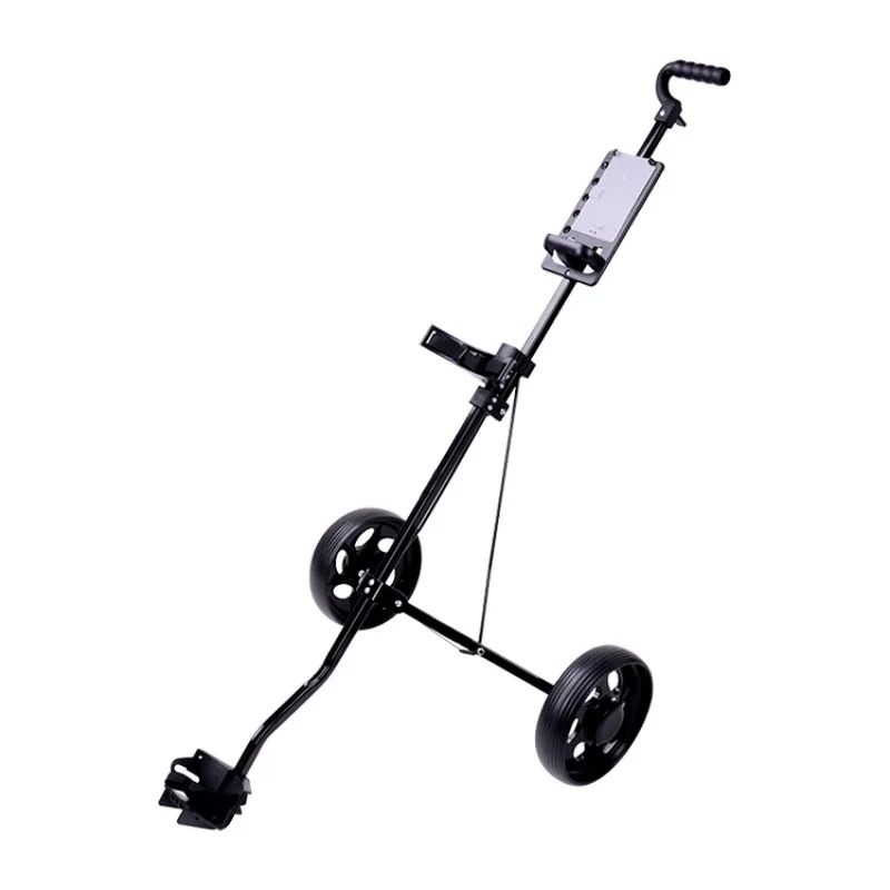 Wholesale price Iron frame light cart Golf cart 2 rounds Golf bag cart with mobile phone holder