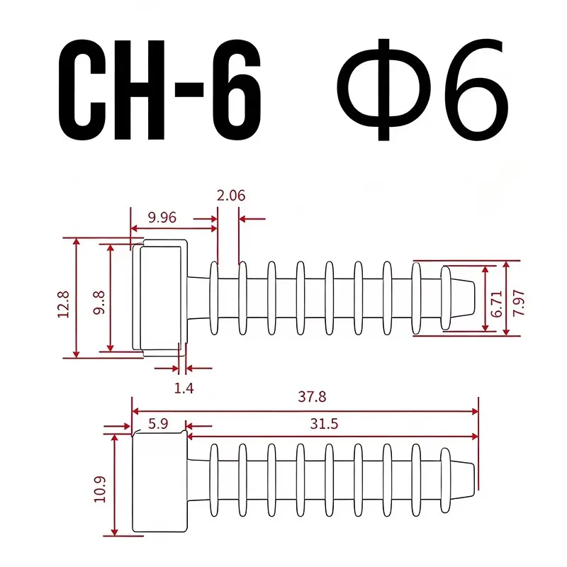 100/20Pcs CH Series Expansion Wall Plug Cable Tie Mount Nylon Optional for Panel Drilling Wire Harness Fixing