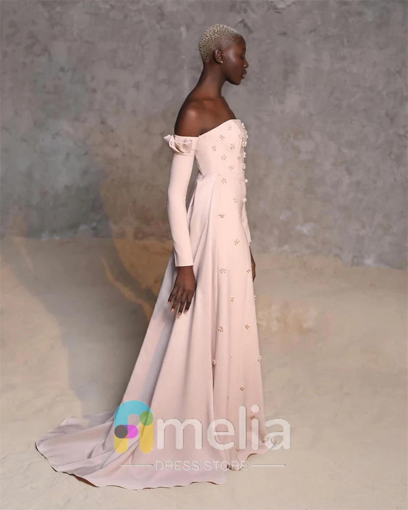 Amelia Dubai Prom Dress Long Sleeves With Floor Length Evening Elegant Party Dress For Women2024