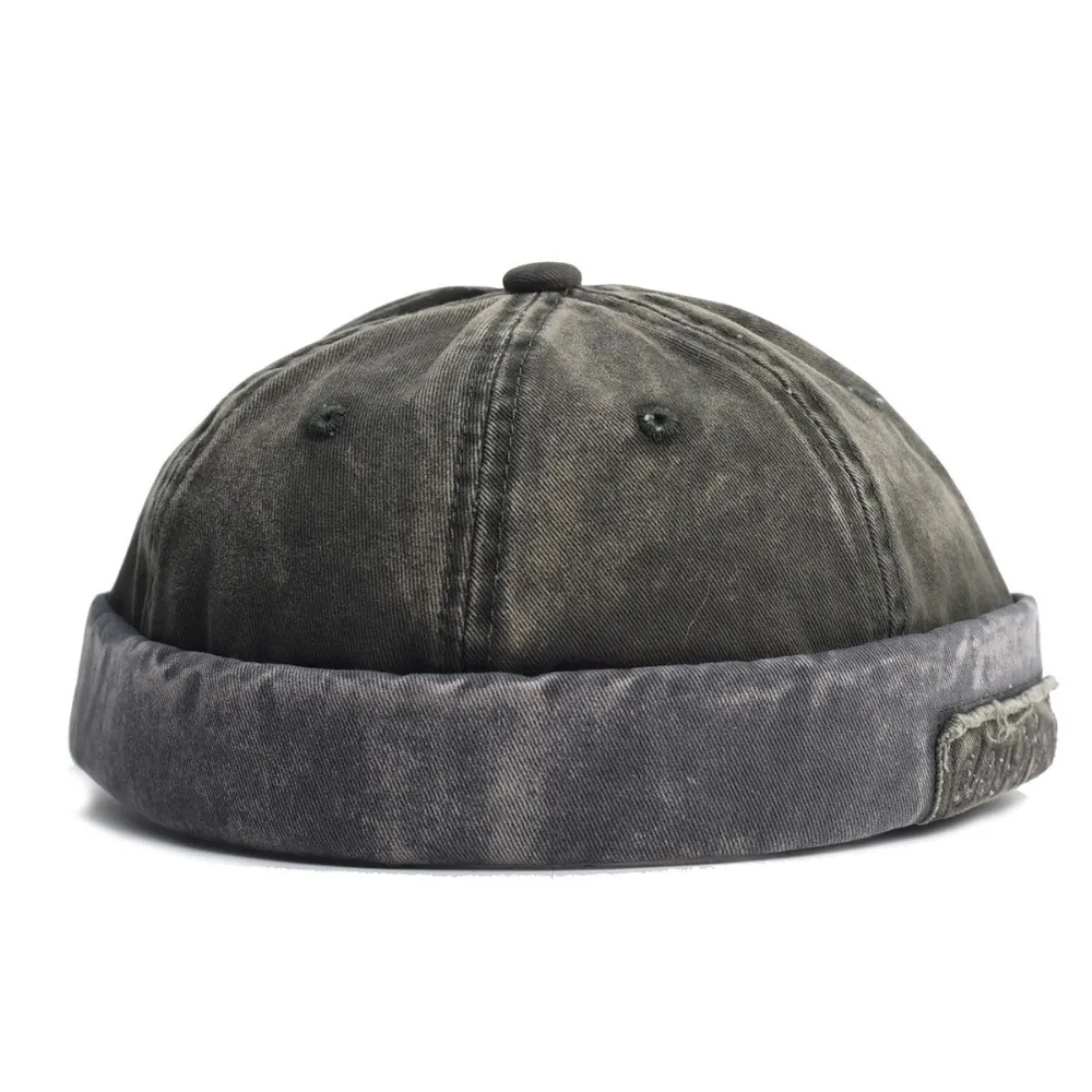 Casual Retro Docker Cap Adjustable without Visor Hip Hop Hat Washed Color Star Splicing Brimless Caps Unsiex