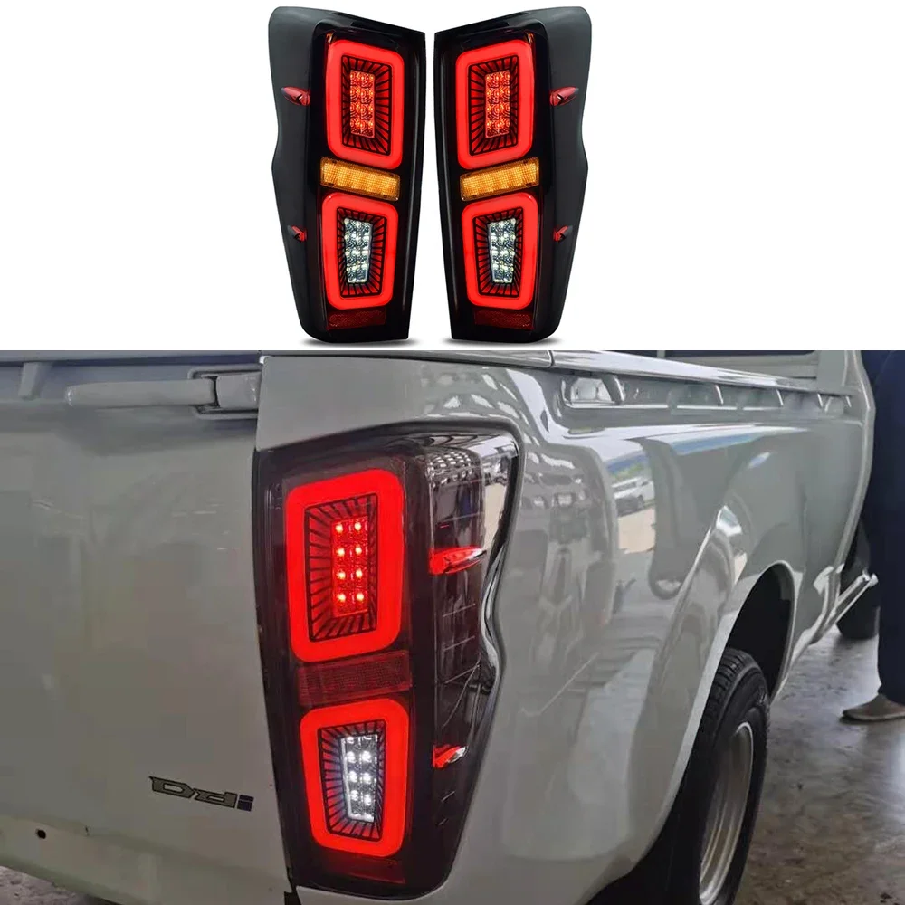 

Auto Exterior LED Taillamp Smoked Black Taillight Fit Isuzu D-max Dmax 2020 2022 Rear Lamp With Turn Signal Brake Reverse Light