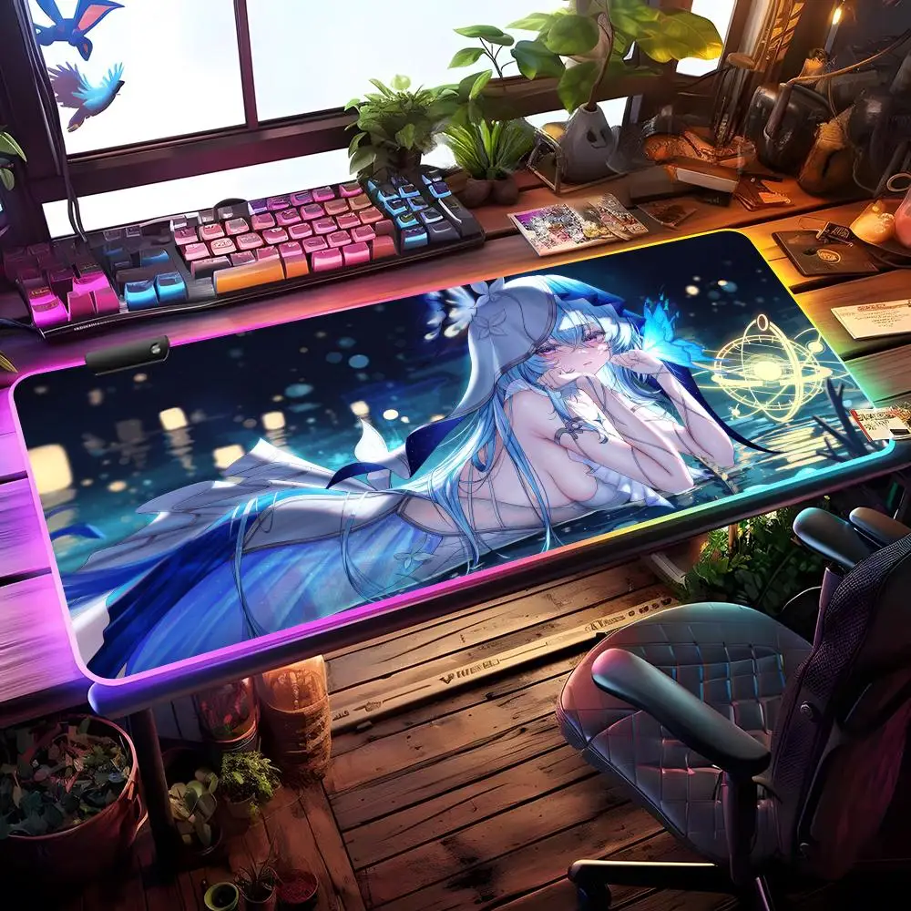Shorekeeper Wuthering Waves Mouse Pad RGB Gaming Mouse Pad Desk Mat HD Gamer Large LED Light XXL MousePads