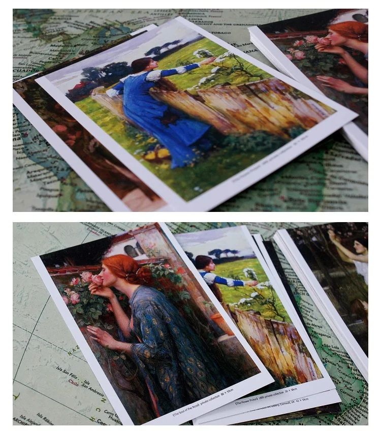 30 Pcs/Set William Waterhouse Oil Painting Postcard INS Style Greeting Cards DIY Journal Decoration Gift Card