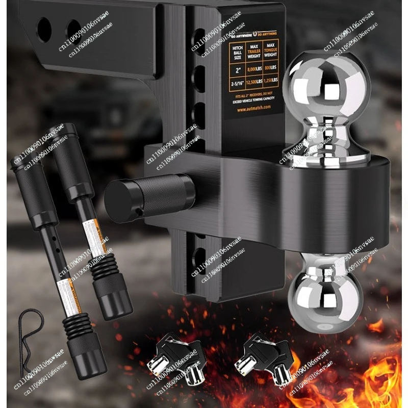 

Регулируемая тяговая ручка для прицепа из алюминиевого сплава, 4-дюймовая с двойной шаровой головкой, 6-дюймовая для прицепов-фургонов