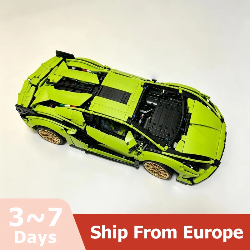 3696 Pezzi Blocchi da Costruzione Modello Auto Verde, Giocattoli da Assemblare, Decorazione per la Casa, Regalo di Compleanno o Natale per Ragazzi e Adulti