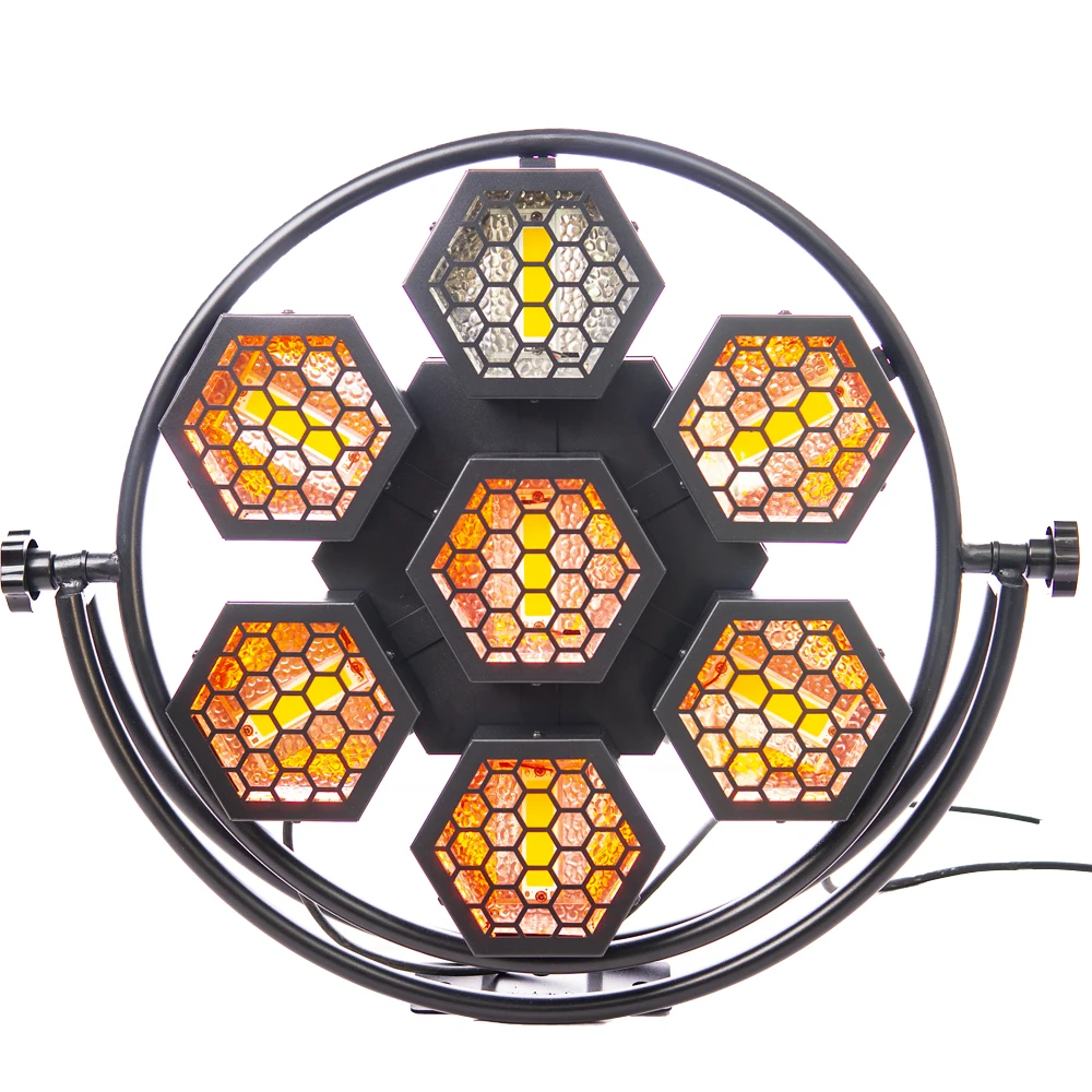 1PCS 200W 126RGBLED strip+Round COB/50W*7 golden LED pixel Background light blinder stage light DJ Disco LED circle retro lights