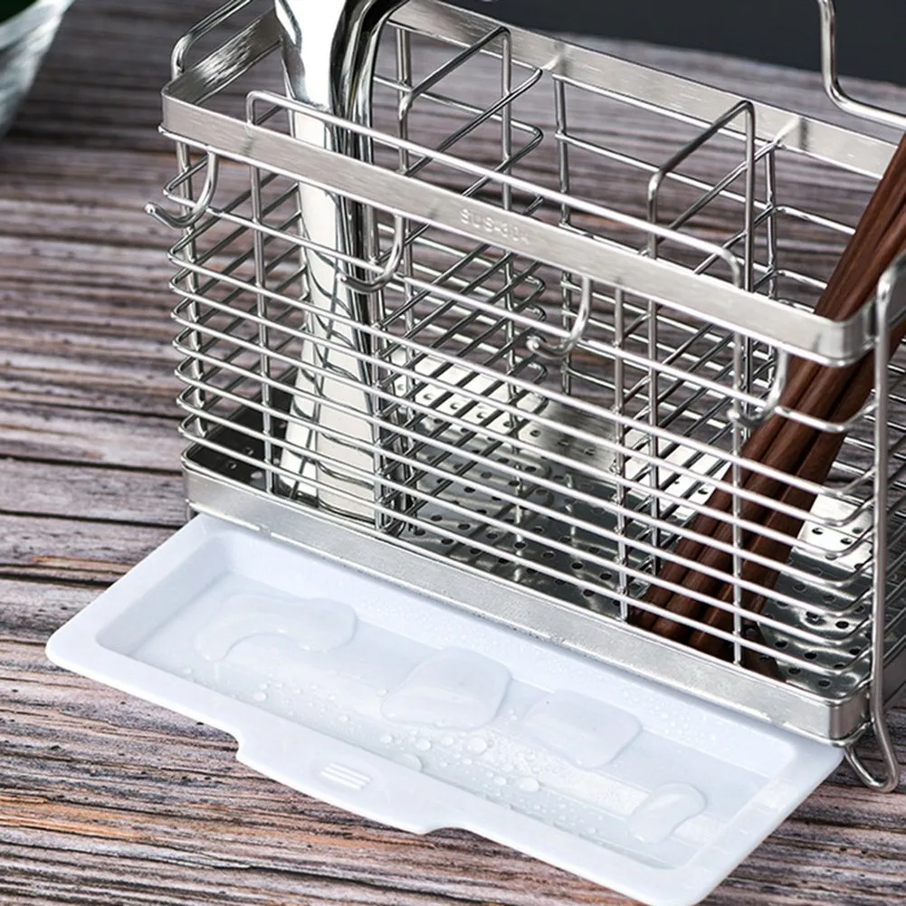 

ABMI-2X Kitchen Hanging Stainless Steel Chopsticks Spoons Fork Cutlery Holder Organizer Rack Drainer Storage,