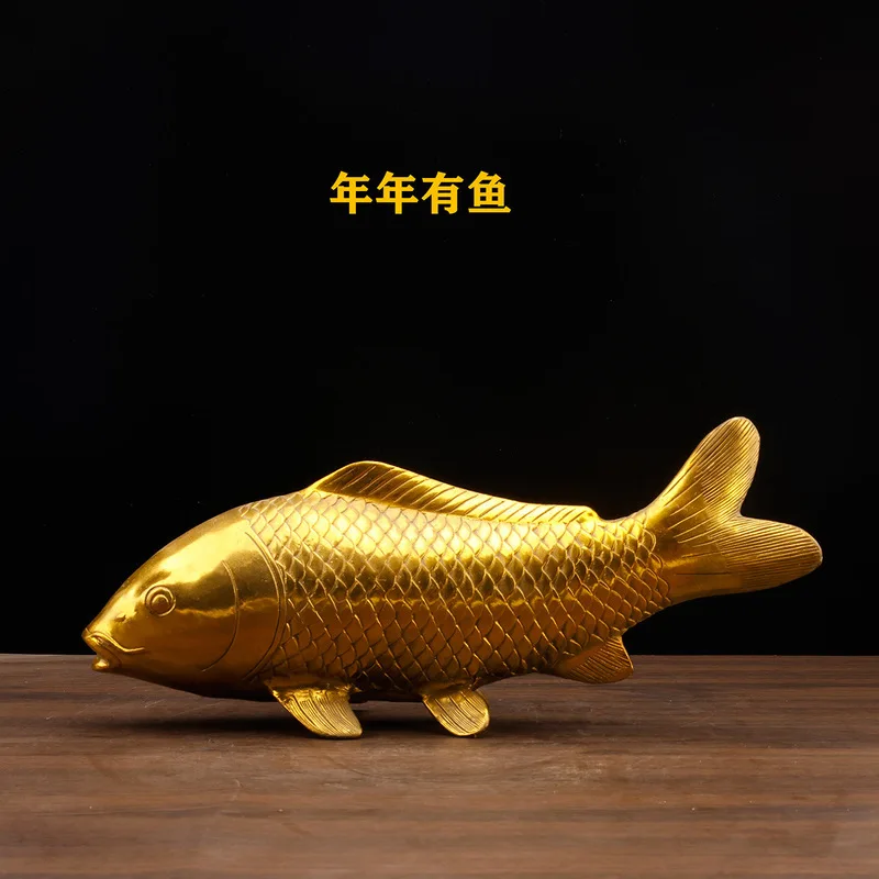 Pure fish ornaments, brass golden arowana and carp leaping over the dragon gate, home gift, symbolizing abundance every ye