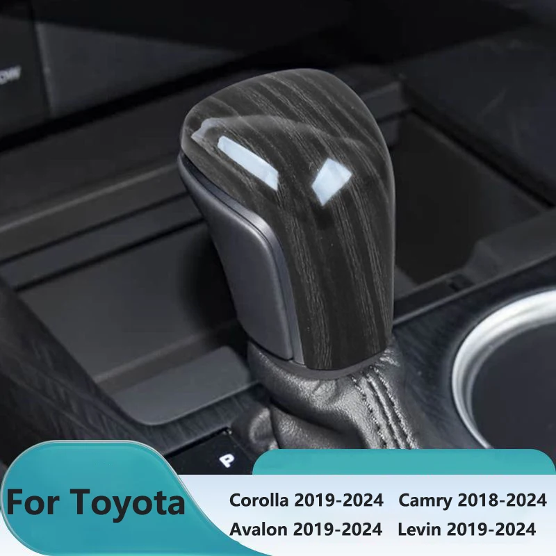 Carbon Fiber ABS Car Interior Accessories Auto Gear Shift Knob Cover Protector Trim For Toyota Corolla Camry 2019-2024