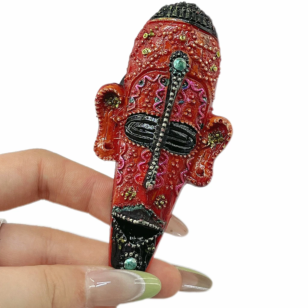 African Tribal Mask 3D Fridge Magnet Set, Resin Ethnic Art Souvenir, Cultural Gift & Collectible