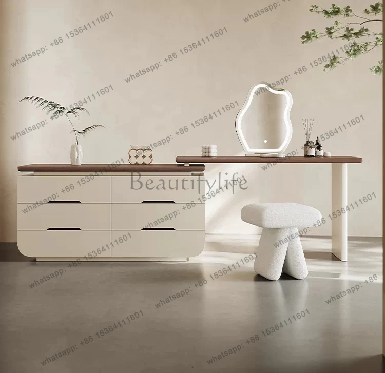 

Design Italian dresser storage cabinet integrated cream bedroom retro makeup table storage