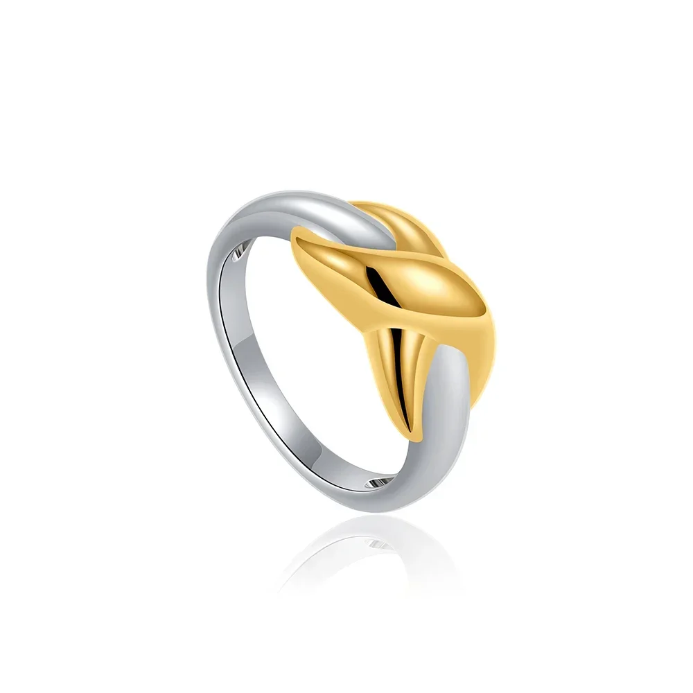 New Punk Waterproof Cross Twisted Interweaving Mix Color Finger Ring Minimalist Stainless Steel Wedding Ring Chic Jewelry Bijoux
