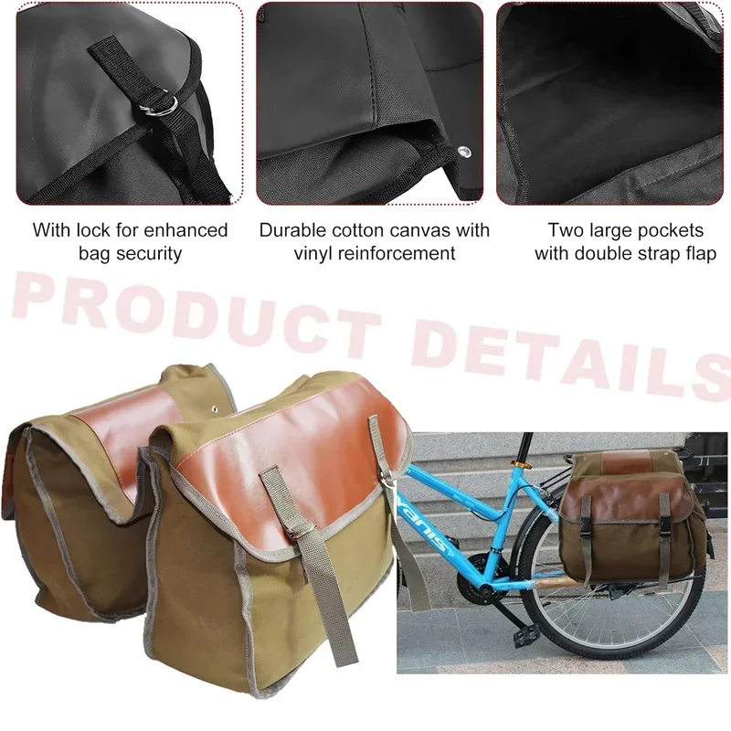 2PCS Multi - Function Canvas Saddle Bags, 2 Colors Optional, Wear - Resistant Tool Pouch for Universal Motorcycle & Bicycle Use