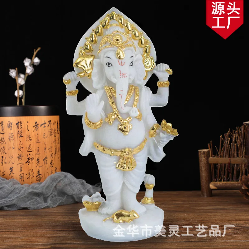 Indian Buddha elephant trunk resin Zen Buddha statue sandstone sculpture Thai Indian elephant god