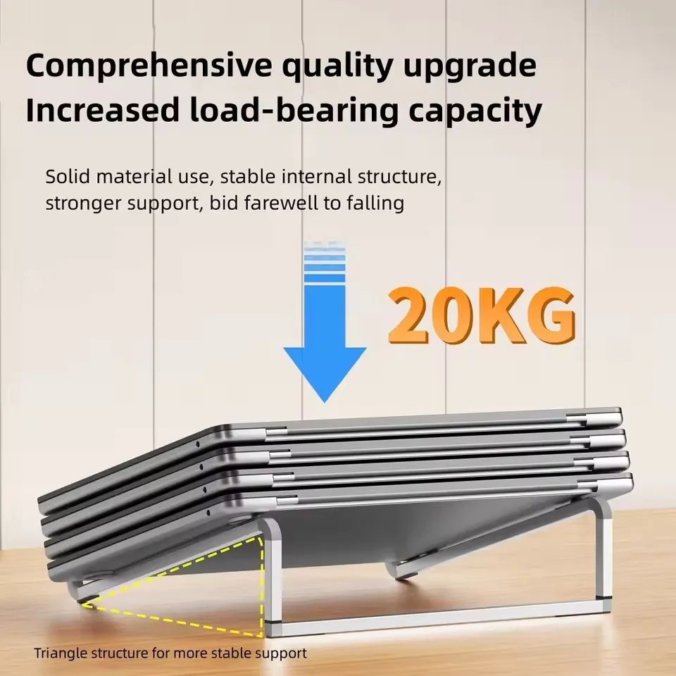 Folding Adjustable Laptop Stand for MacBook/PC/Tablet/Notebook - Heat Dissipation Holder, Portable Multi-Angle Height Adjustment