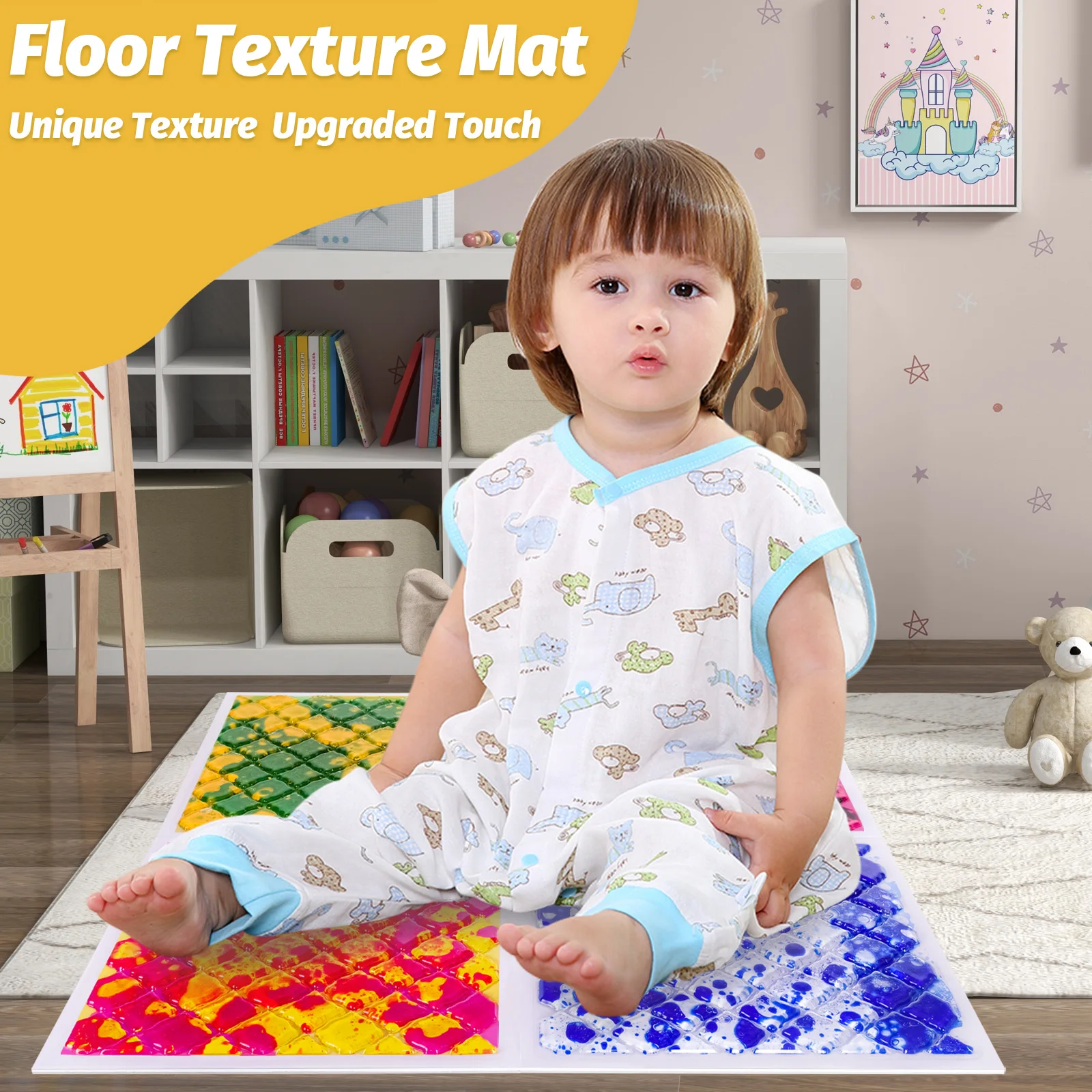 وسادة أرضية حسية لمسية ممتازة للأطفال: ألعاب حسية بصرية نابضة بالحياة تعليمية لاستكشاف اللمس للأطفال الصغار