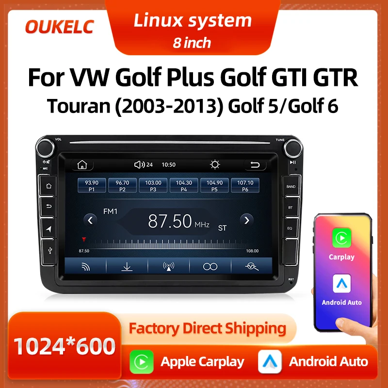 

8" For Volkswagen VW Golf 5 6 Plus GTI GTR Touran Carplay Multimedia Player Android Auto Radio Navigation Car Video Linux System