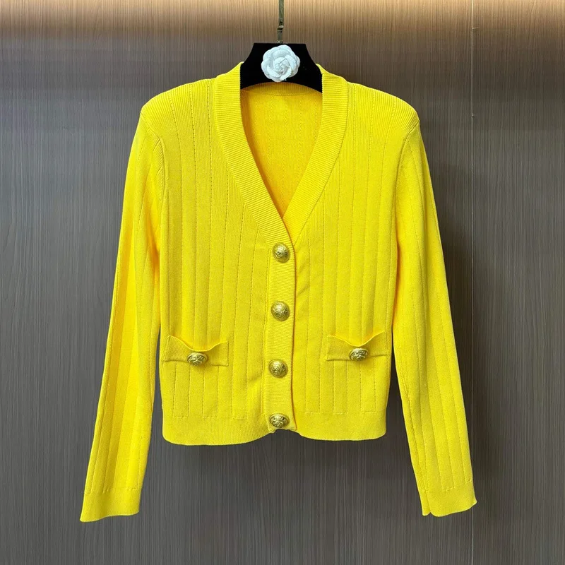 ZJYT Fashion Women\'s Autumn Winter Cardigan Sweaters Long Sleeve Solid Knitting Tops V Neck Knitwears Jersey Mujer 2025 New