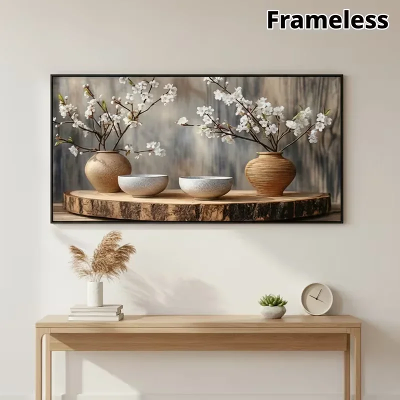 Large-sized 1pc frameless Canvas Painting 2D/flat 1pc 27.55inch*55.11inch/ 70cm*140cm Frameless Modern wooden wall Canvas Painti