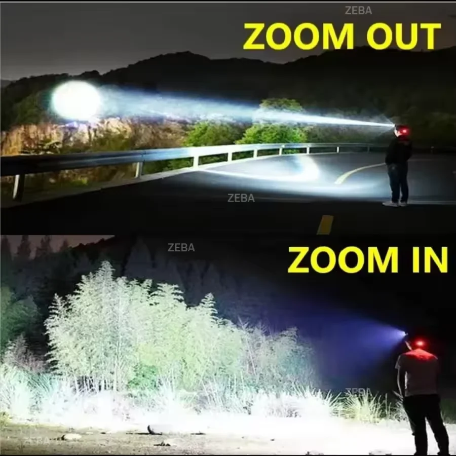 Powerful 600W LED Headlamp USB Rechargeable Flashlight 2*18650 Strong Light Lantern Outdoor Fishing Camping Hiking Head Torch