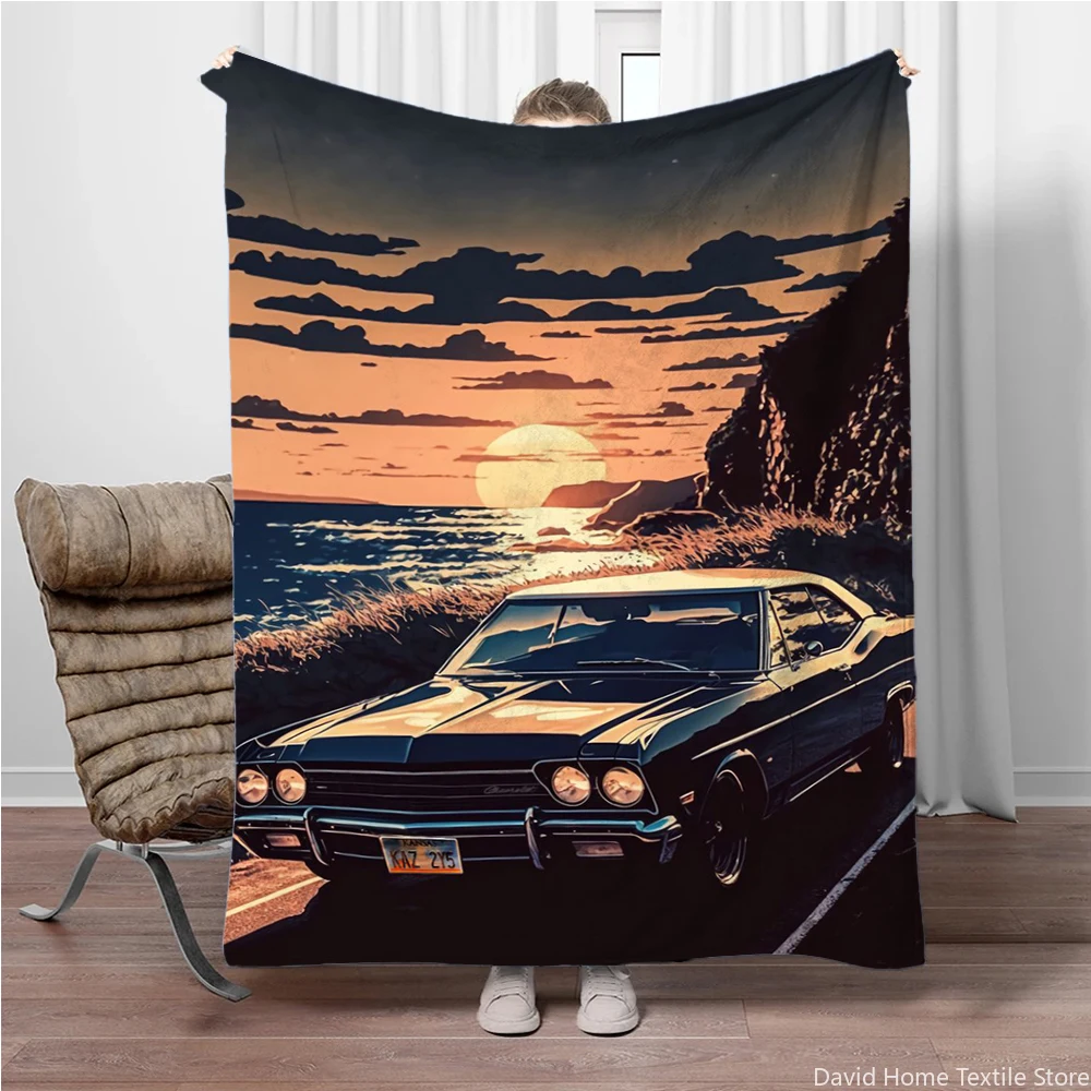 

Fashion Art Print Racing Blanket.Flannel Thin Four seasons,Chair,for Sofa,Beds,Living room,Travel Picnic,Camping,Office,Gifts